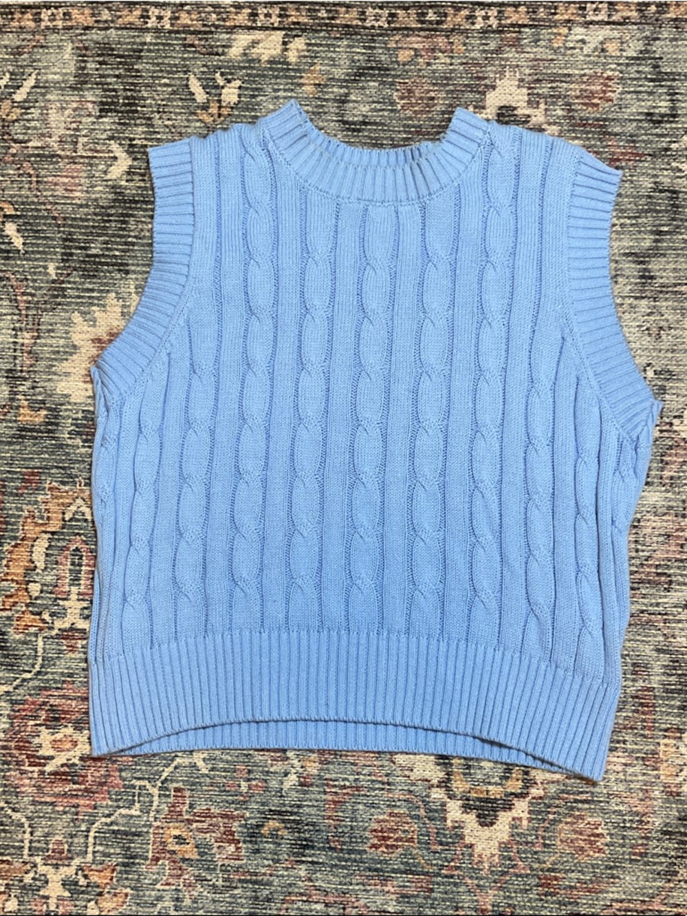 Forever 21 Light Blue Cable Knit Sleeveless Sweater Vest